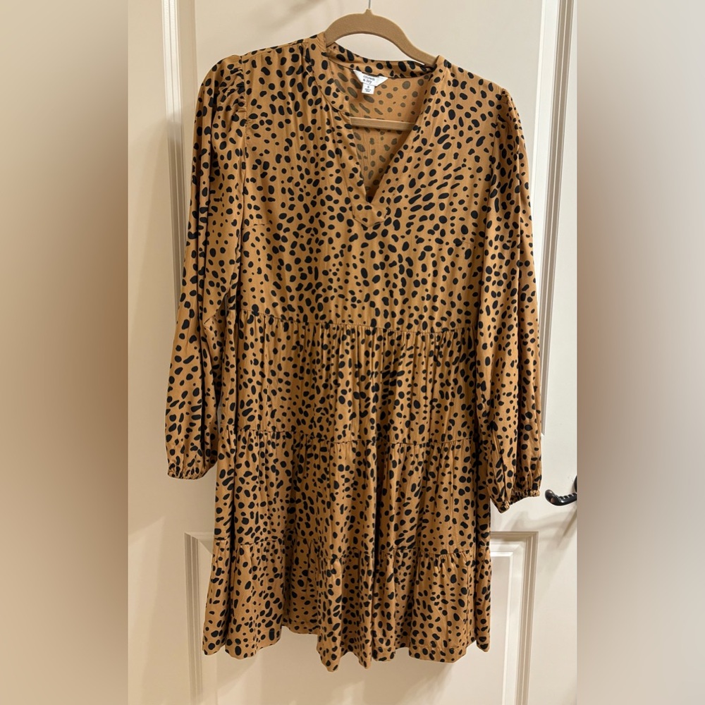 Crown & Ivy Animal Print long sleeve dress Size small
